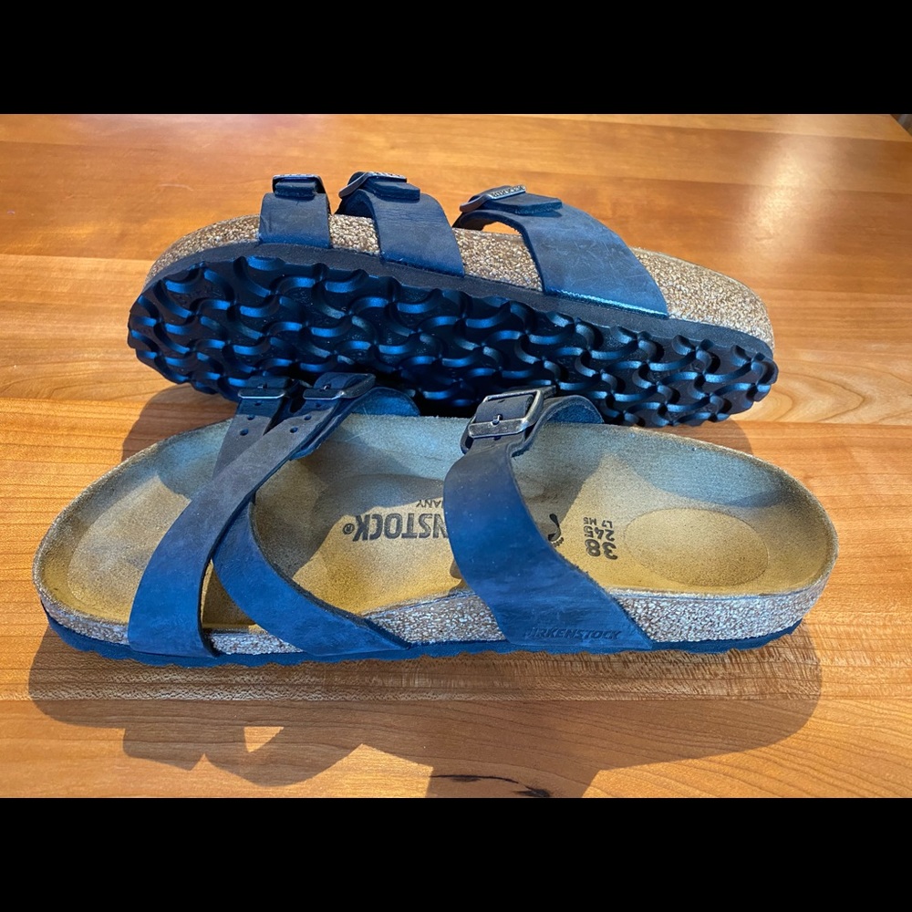 Birkenstock Franca Black Oiled Leather Sandal Size 38